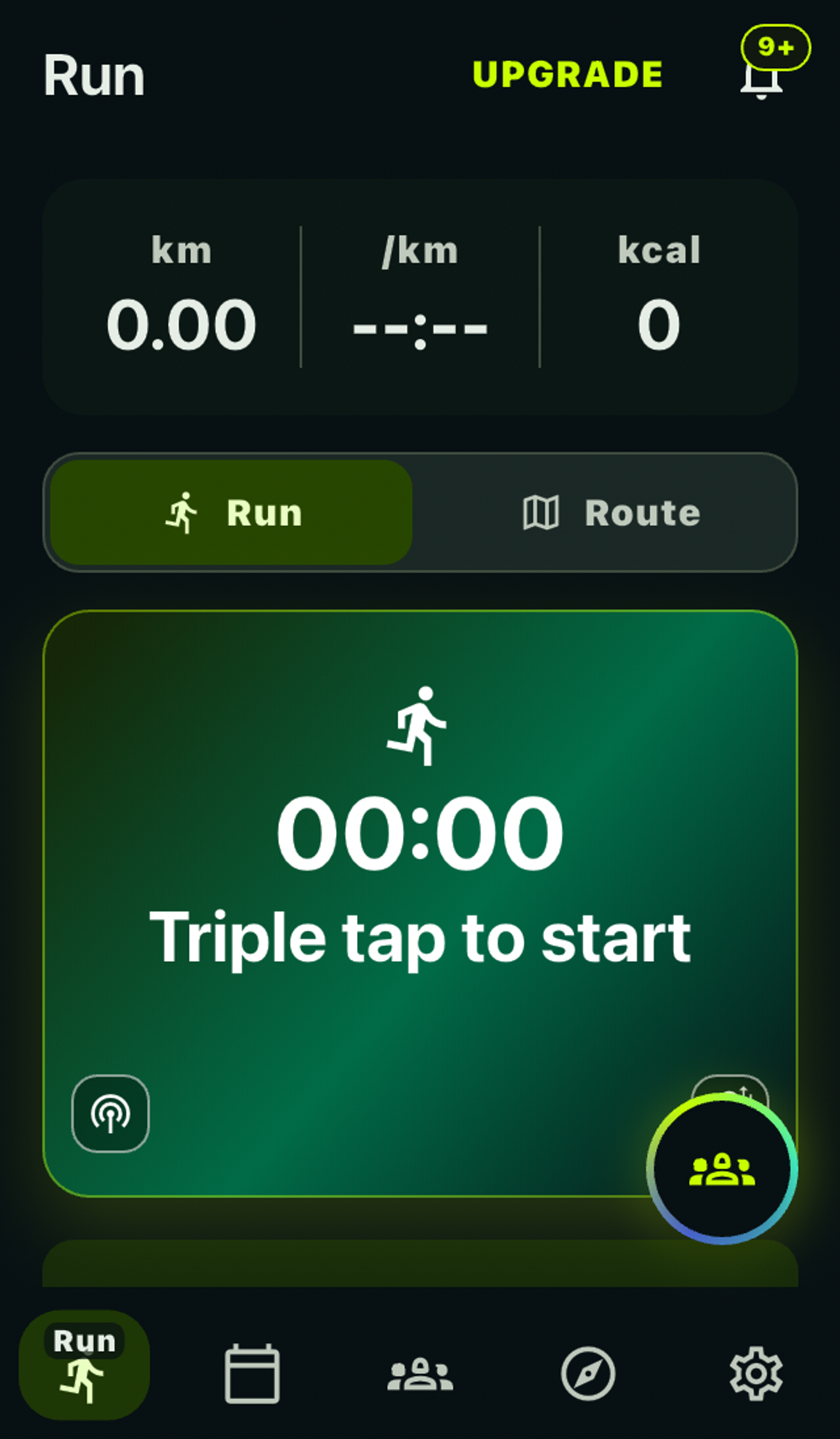 OnlyRun run tracking screen